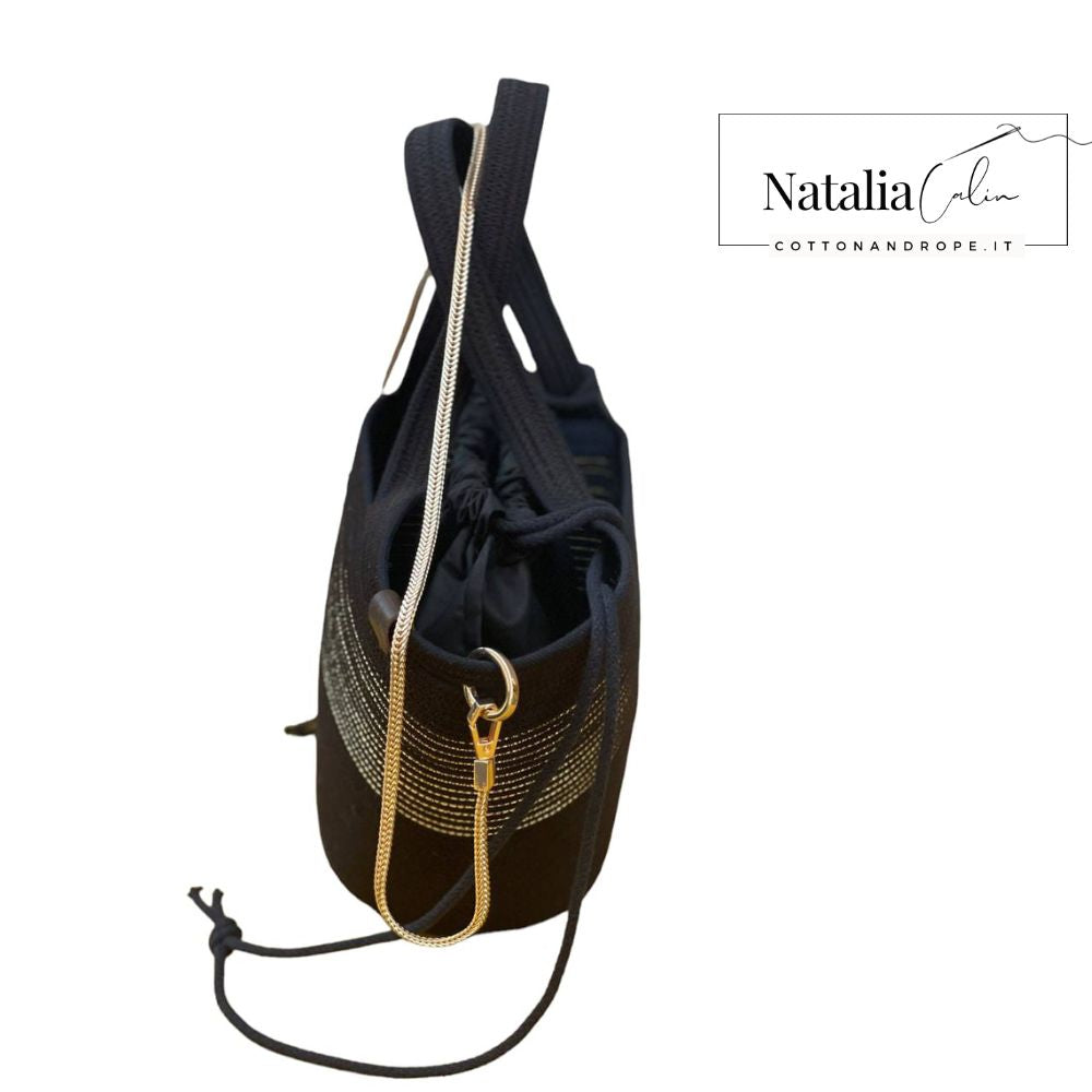 BORSA MARILYN - Colore: NERO / ORO - Misure: 16 x 32 cm