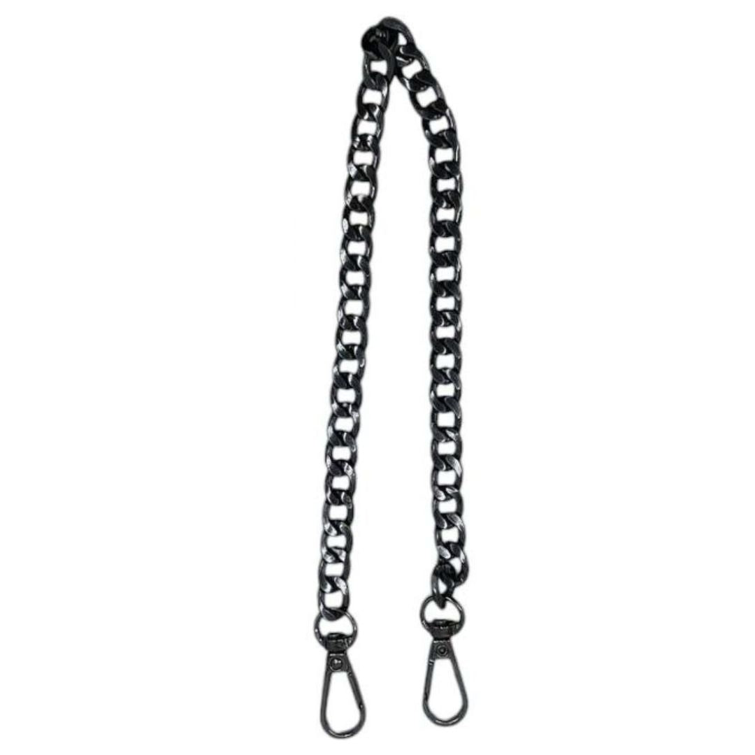 Steel shoulder strap, chain with hooks - 40 cm - Black color