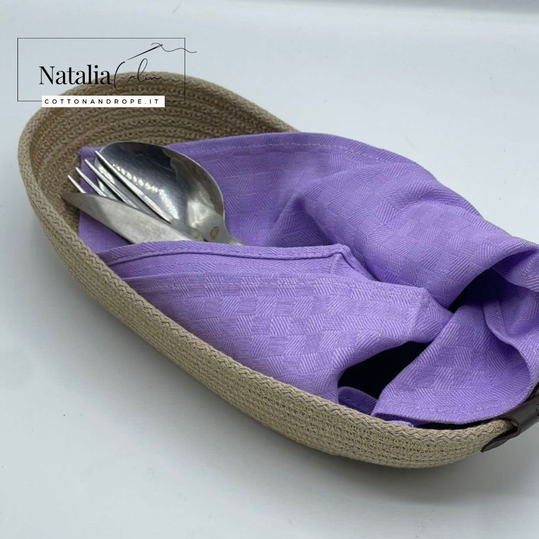 Cestino / contenitore rettangolare in canapa, 100% fatto a mano in Italia, misure 27 cm x 10 cm x 5 cm