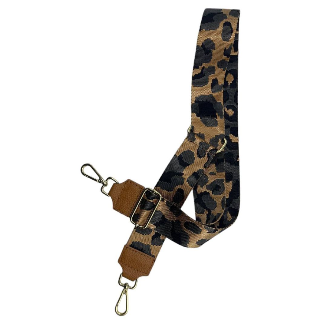 Tracolla regolabile, cinghia di ricambio - 130 / 70 cm - Multicolor Leopard Gold