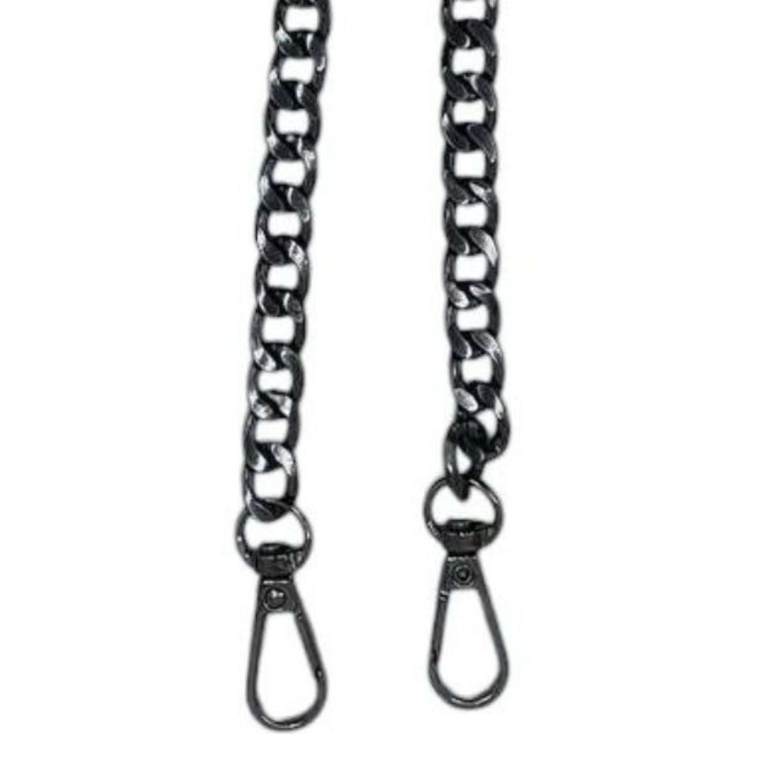 Steel shoulder strap, chain with hooks - 40 cm - Black color
