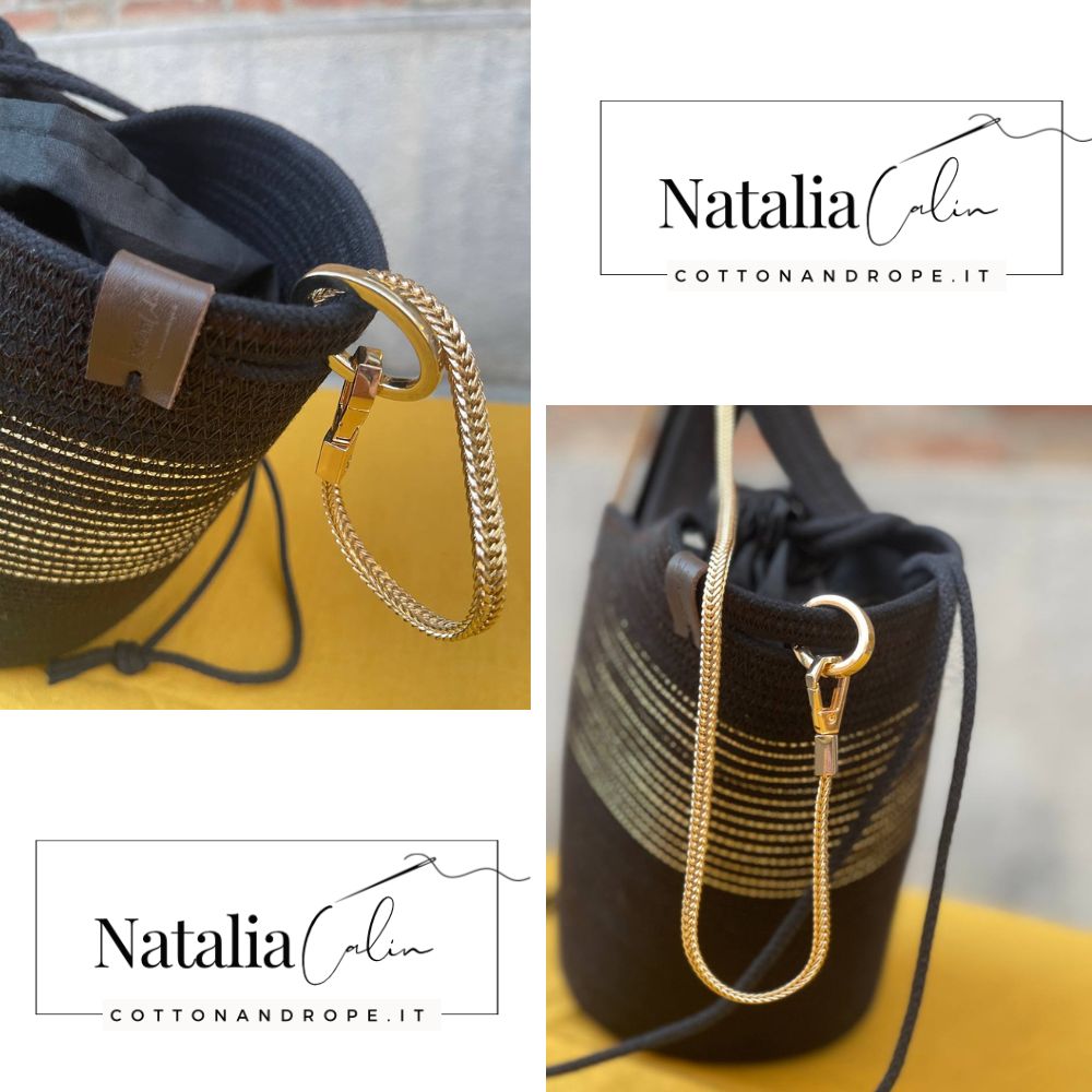 BORSA MARILYN - Colore: NERO / ORO - Misure: 16 x 32 cm