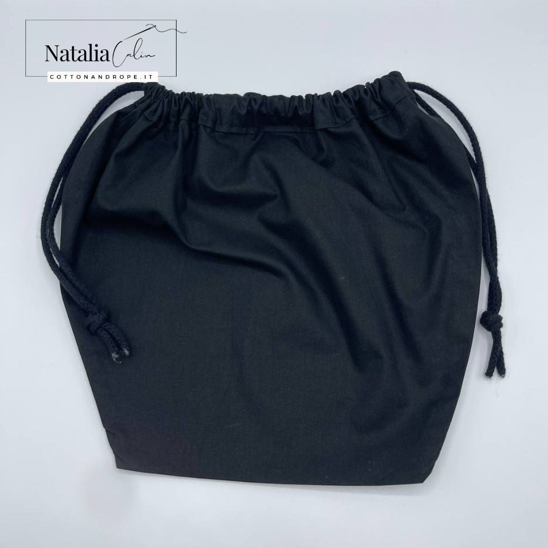 BORSA piccola con MANICI PERLE, Colore: NERO / ECRU' - Misure: 16 x 29 cm