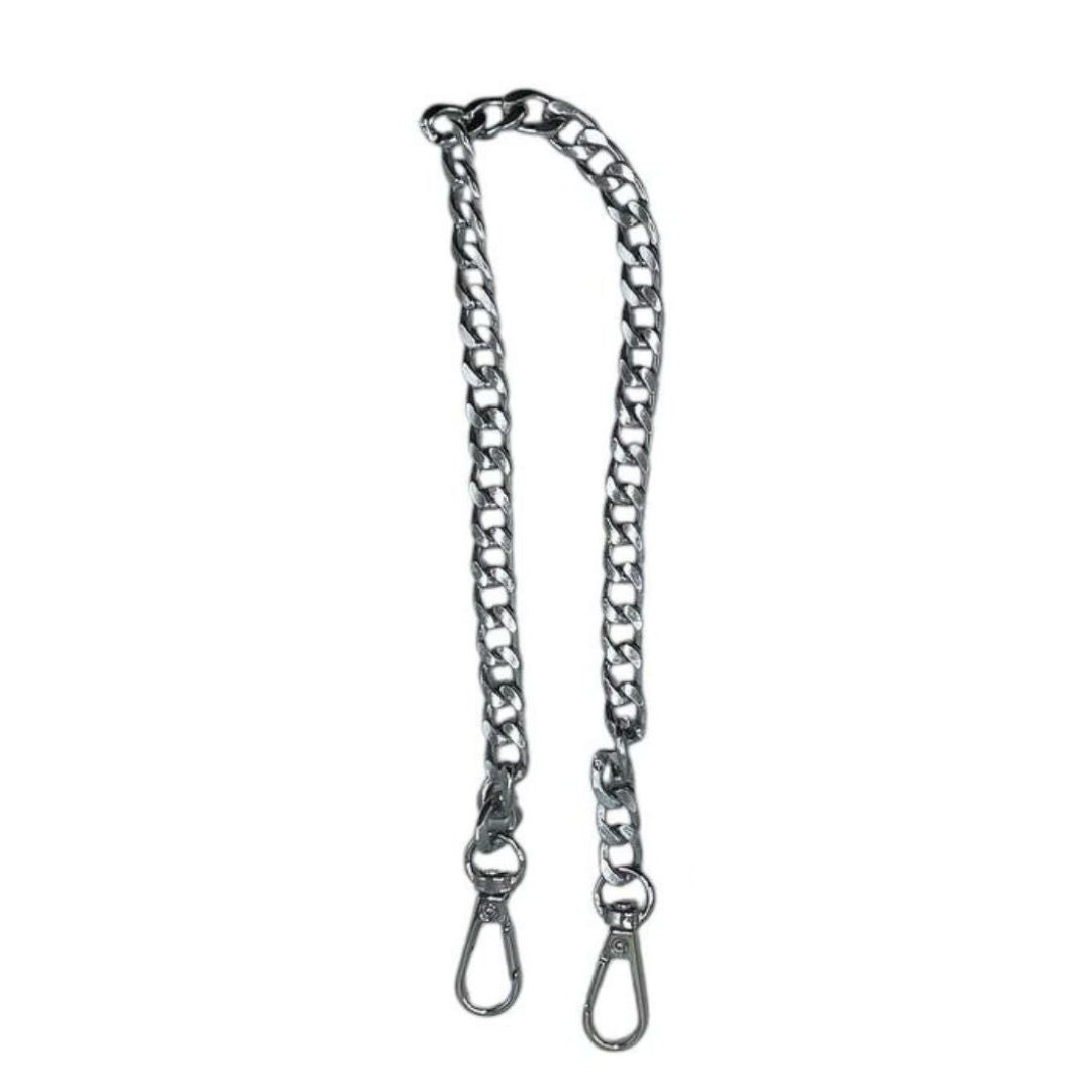 Steel shoulder strap, chain with hooks - 40 cm - Silver color