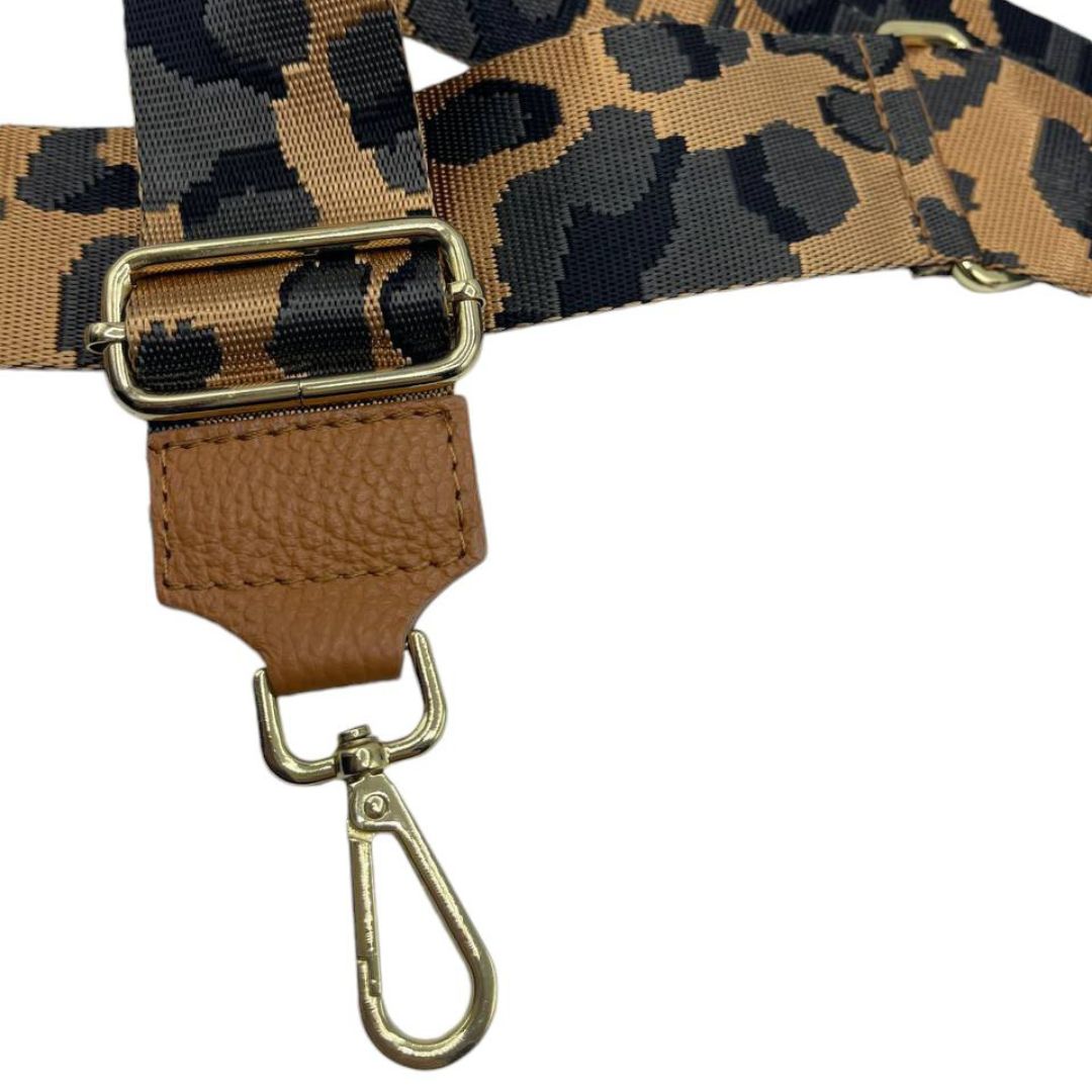 Tracolla regolabile, cinghia di ricambio - 130 / 70 cm - Multicolor Leopard Gold