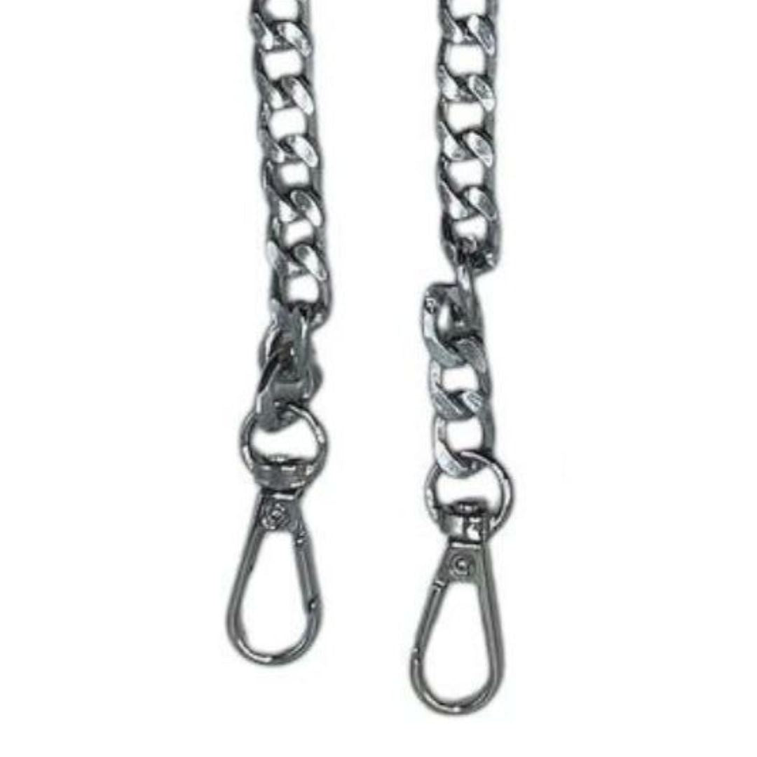 Steel shoulder strap, chain with hooks - 40 cm - Silver color
