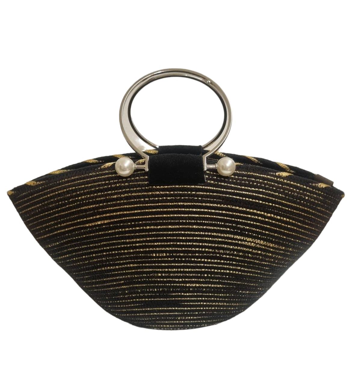 PEARL BAG Small - Color: BLACK / GOLD - Measurements: 16 x 32 cm