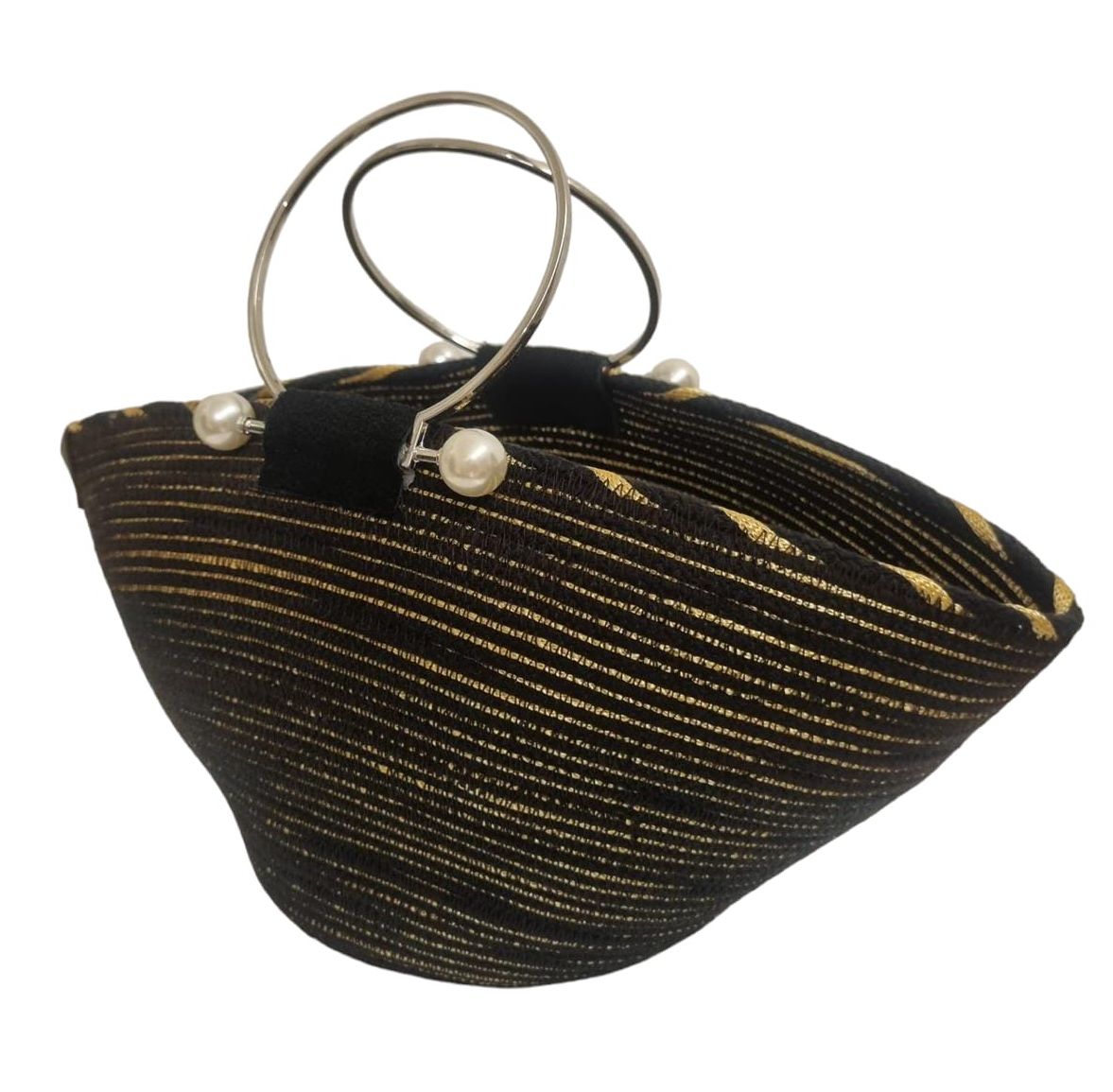 PEARL BAG Small - Color: BLACK / GOLD - Measurements: 16 x 32 cm