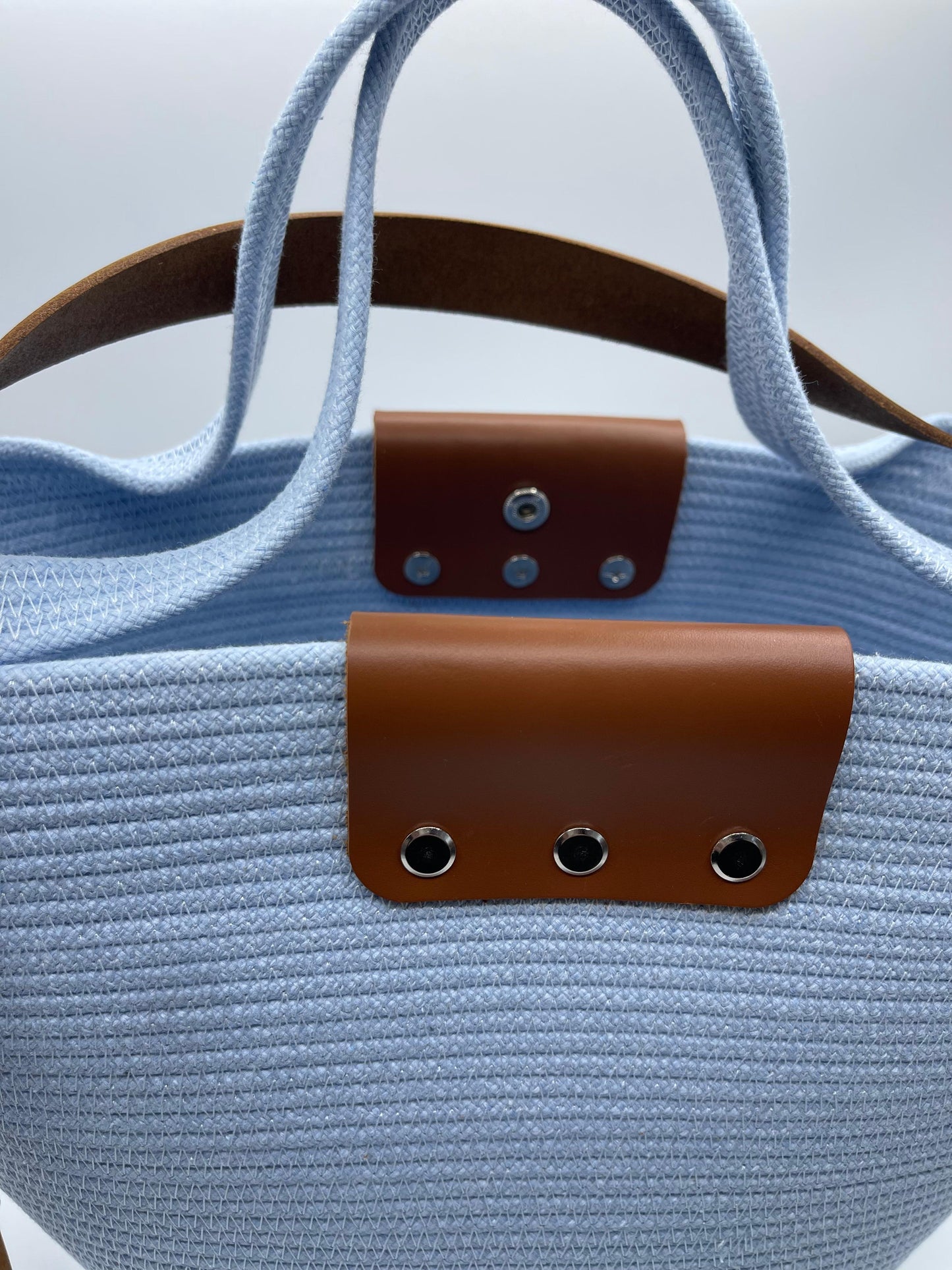 Borsa Alysea in corda di cotone e dettagli in pelle, H 32 cm, L 42 cm