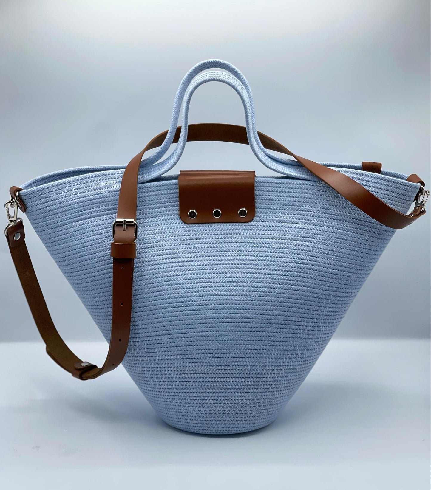 Borsa Alysea in corda di cotone e dettagli in pelle, H 32 cm, L 42 cm