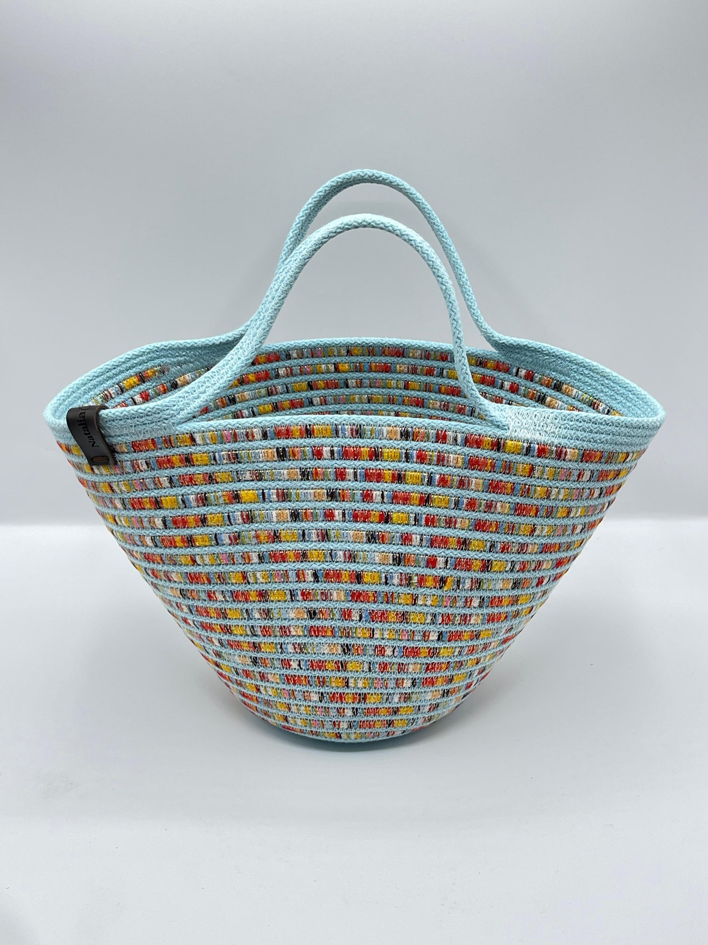 BORSA CORAL in corda di cotone, fatta a mano, misure H 22 cm L 34 cm