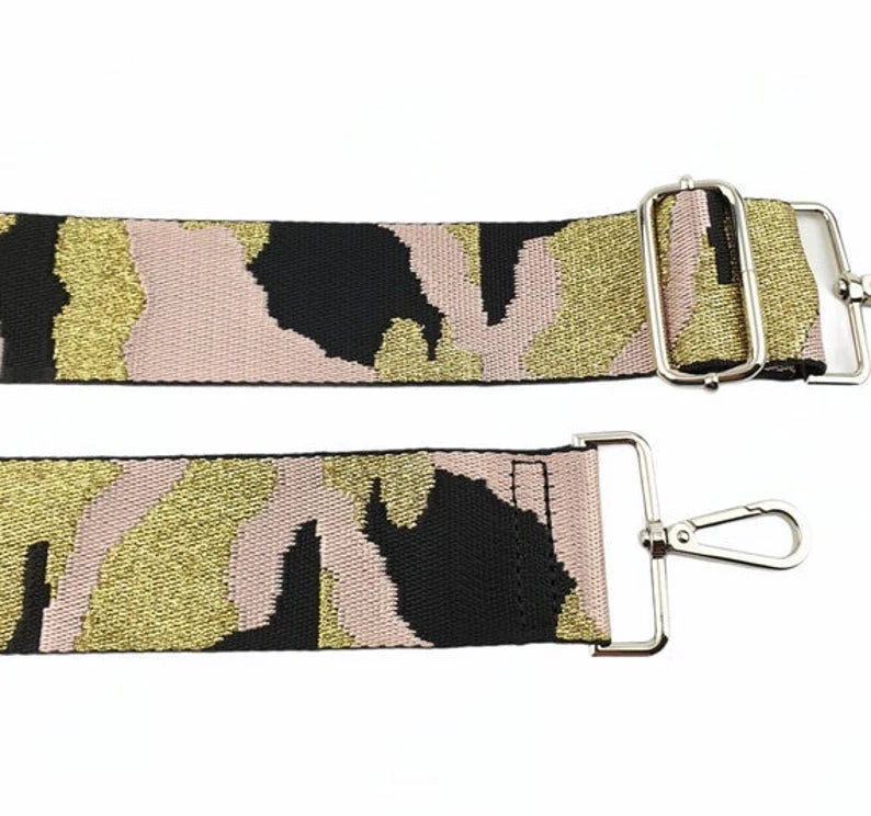 Tracolla regolabile, cinghia di ricambio - 130 / 70 cm - Multicolor Pink & Gold