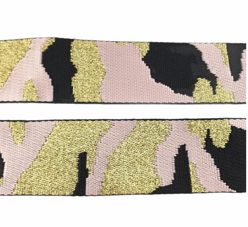Tracolla regolabile, cinghia di ricambio - 130 / 70 cm - Multicolor Pink & Gold