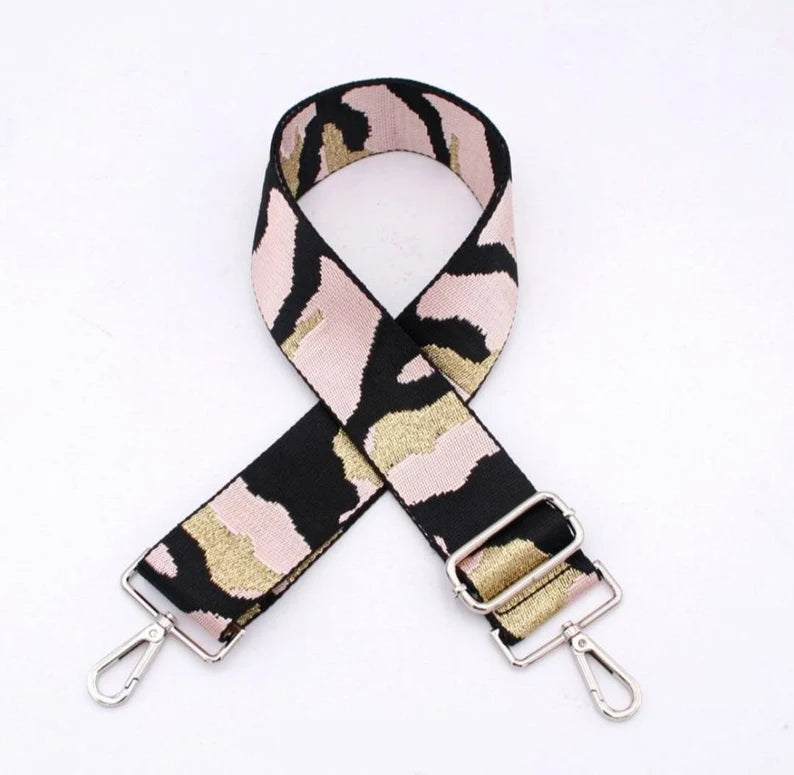 Tracolla regolabile, cinghia di ricambio - 130 / 70 cm - Multicolor Pink & Gold