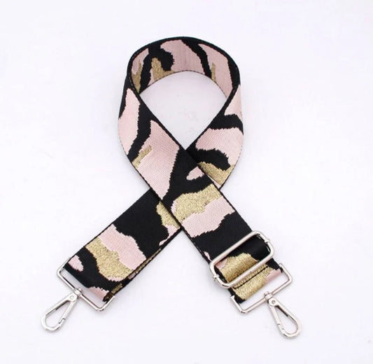 Tracolla regolabile, cinghia di ricambio - 130 / 70 cm - Multicolor  Pink & Gold