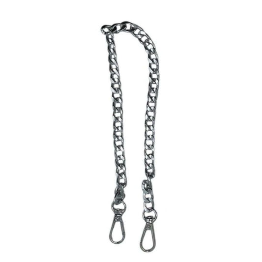 Steel shoulder strap, chain with hooks - 40 cm - Silver color