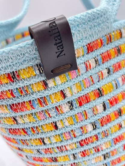 BORSA CORAL  in corda di cotone, fatta a mano, misure H 22 cm  L 34 cm