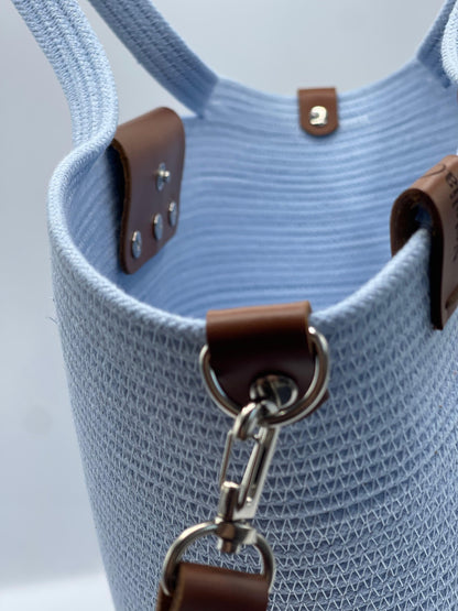Borsa Alysea in corda di cotone e dettagli in pelle, H 32 cm, L 42 cm