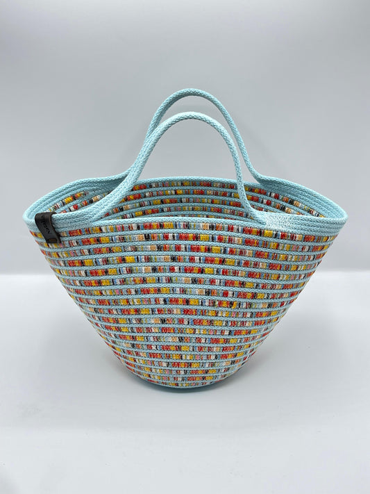 BORSA CORAL  in corda di cotone, fatta a mano, misure H 22 cm  L 34 cm